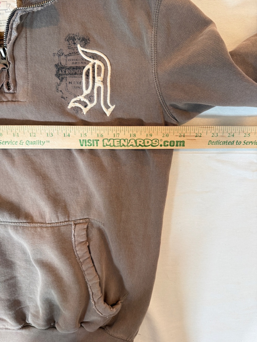 Y2K Aeropostale Quarter Zip Sweatshirt Embroidered Mocha Brown Small - Picture 6 of 8